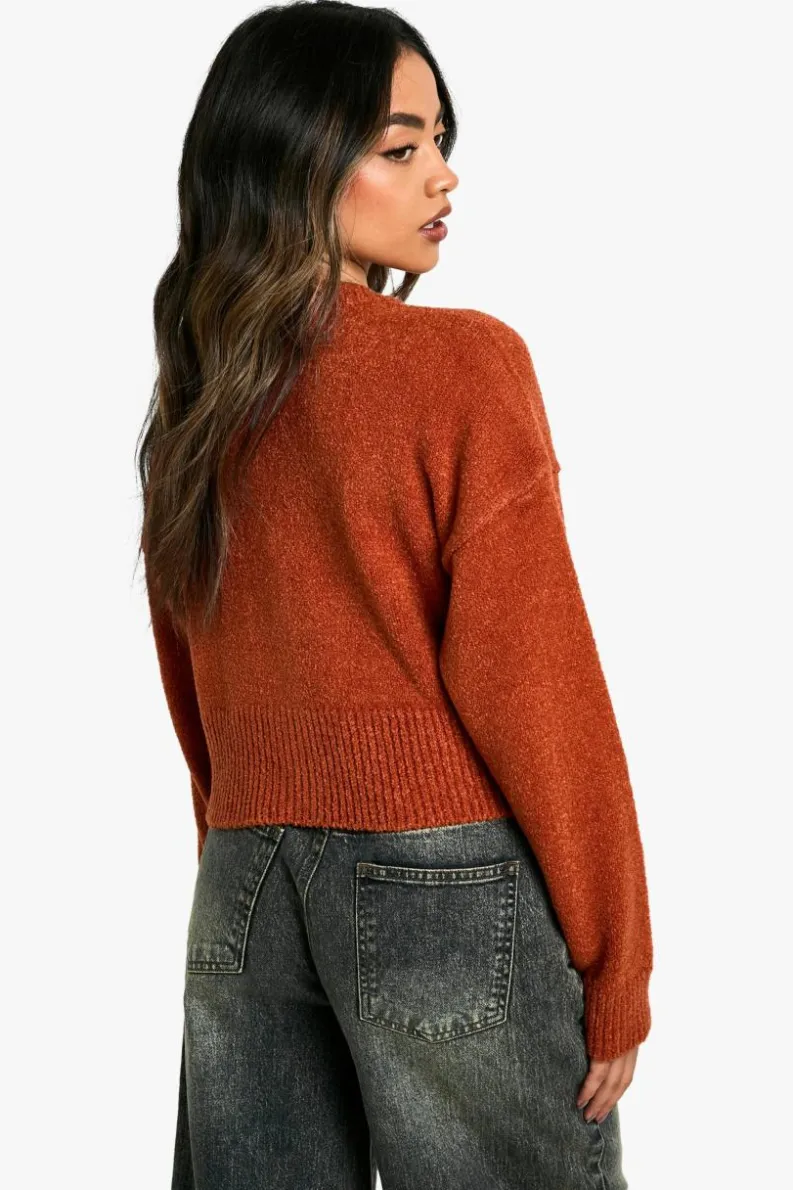 Cardigans|Jumpers & Cardigans*boohoo Soft Knit Bomber Cardigan rust
