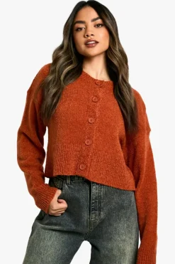 Cardigans|Jumpers & Cardigans*boohoo Soft Knit Bomber Cardigan rust