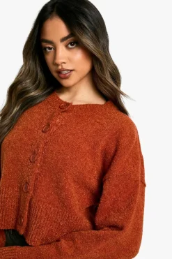 Cardigans|Jumpers & Cardigans*boohoo Soft Knit Bomber Cardigan rust