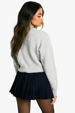 Cardigans|Knitwear*boohoo Soft Knit Bomber Cardigan grey