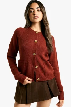 Cardigans*boohoo Soft Knit Boxy Cardigan With Pockets chocolate