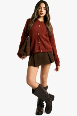 Cardigans*boohoo Soft Knit Boxy Cardigan With Pockets chocolate