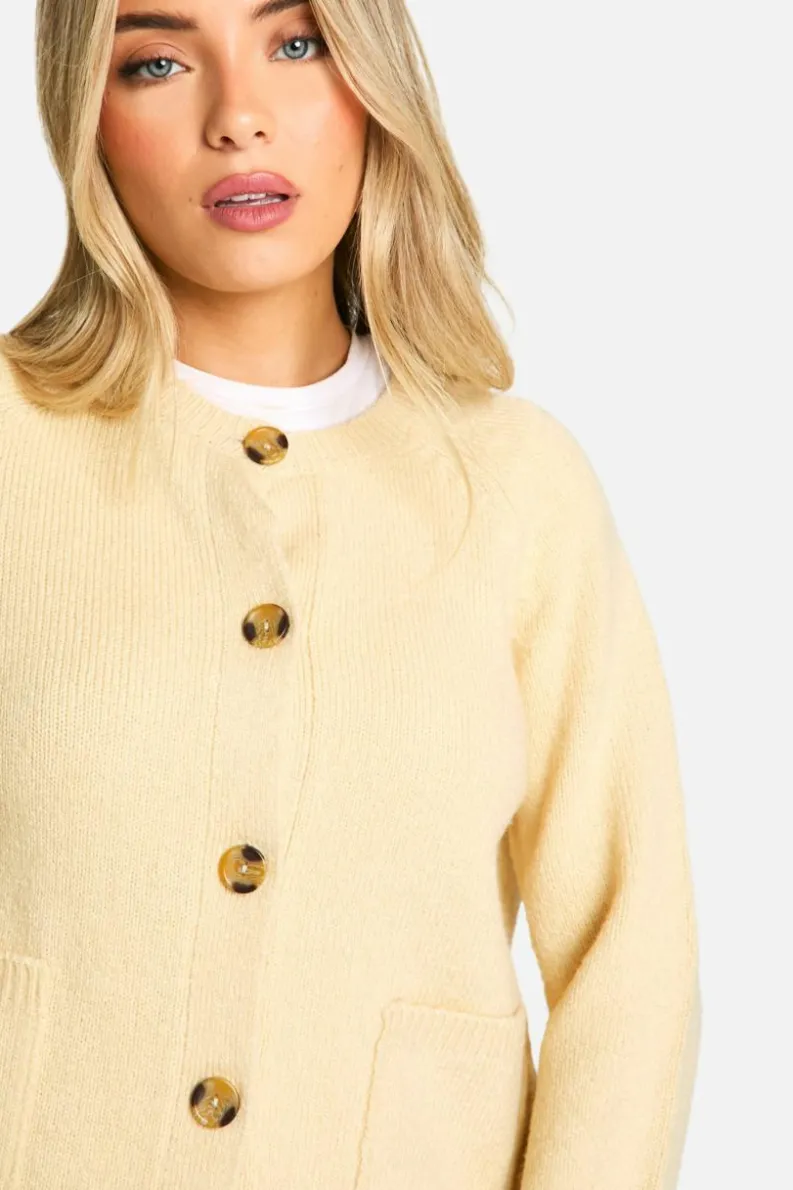 Cardigans|Up To 80% Off Winter Warmers*boohoo Soft Knit Boxy Cardigan With Pockets stone
