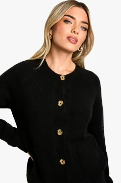 Cardigans|Knitwear*boohoo Soft Knit Boxy Cardigan With Pockets black