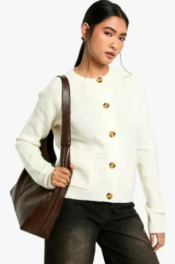 Cardigans|Jumpers & Cardigans*boohoo Soft Knit Boxy Cardigan With Pockets off white