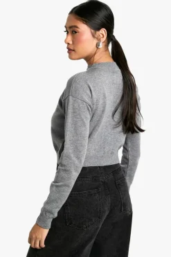 Cardigans|Jumpers & Cardigans*boohoo Soft Knit Boxy Crop High Neck Cardigan grey