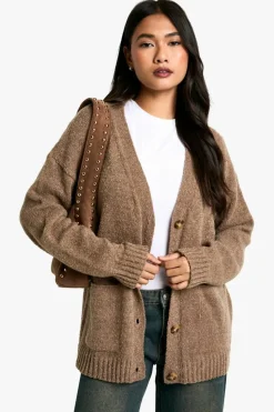 Cardigans|Jumpers & Cardigans*boohoo Soft Knit Button Through Cardigan mocha
