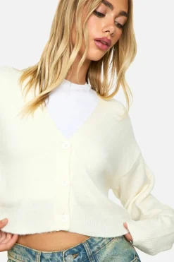 Cardigans|Jumpers & Cardigans*boohoo Soft Knit Fine Gauge Crop Cardigan ecru