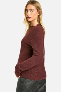 Jumpers*boohoo Soft Knit Fine Gauge Crop Jumper chocolate