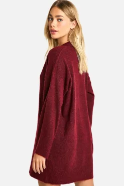Jumper Dresses|Jumper Dresses*boohoo Soft Knit Fine Gauge Polo Collar Jumper Dress berry