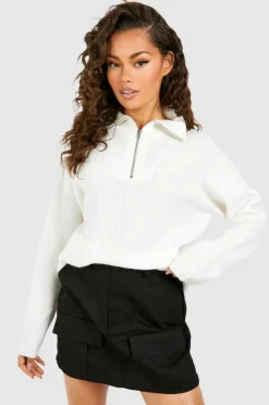 Oversized Jumpers|Jumpers*boohoo Soft Knit Funnel Neck Jumper white