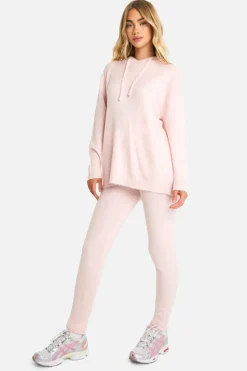 Knitted Co-Ords|Leggings*boohoo Soft Knit Hoodie & Trouser Tracksuit baby pink
