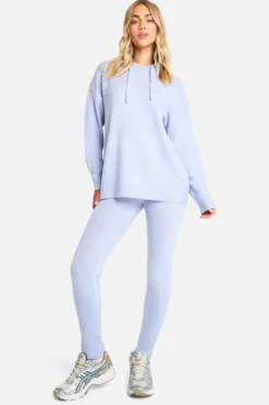 Knitted Co-Ords|Leggings*boohoo Soft Knit Hoodie & Trouser Tracksuit baby blue