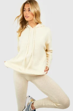 Knitted Co-Ords*boohoo Soft Knit Hoodie Co-ord stone