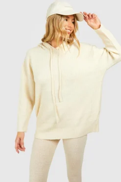 Knitted Co-Ords*boohoo Soft Knit Hoodie Co-ord stone
