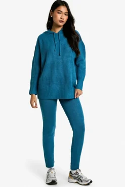 Knitted Co-Ords*boohoo Soft Knit Hoodie Co-ord teal