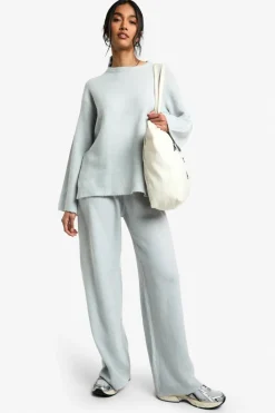 Knitted Co-Ords|Knitwear*boohoo Soft Knit Jumper And Flares Knitted Co-ord grey