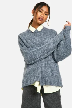 Oversized Jumpers*boohoo Soft Knit Longline Jumper charcoal
