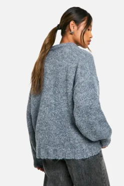 Oversized Jumpers*boohoo Soft Knit Longline Jumper charcoal
