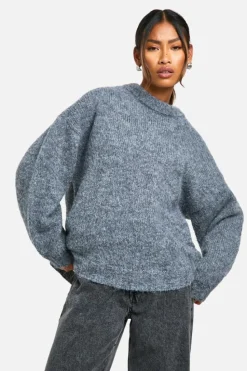 Oversized Jumpers*boohoo Soft Knit Longline Jumper charcoal