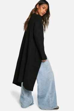 Cardigans|Jumpers & Cardigans*boohoo Soft Knit Longline Knitted Cardigan black