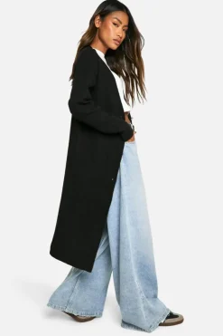 Cardigans|Jumpers & Cardigans*boohoo Soft Knit Longline Knitted Cardigan black