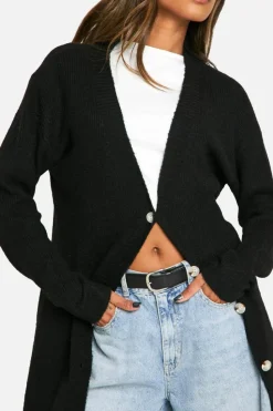 Cardigans|Jumpers & Cardigans*boohoo Soft Knit Longline Knitted Cardigan black