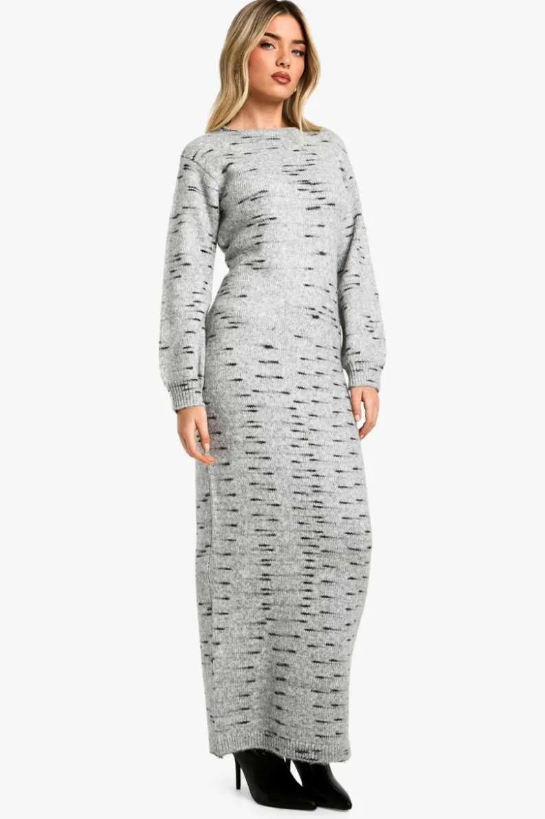 Maxi Dresses|Jumper Dresses*boohoo Soft Knit Marl Knitted Maxi Dress grey