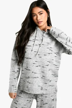 Oversized Jumpers|Jumpers*boohoo Soft Knit Marl Oversized Knitted Hoody grey