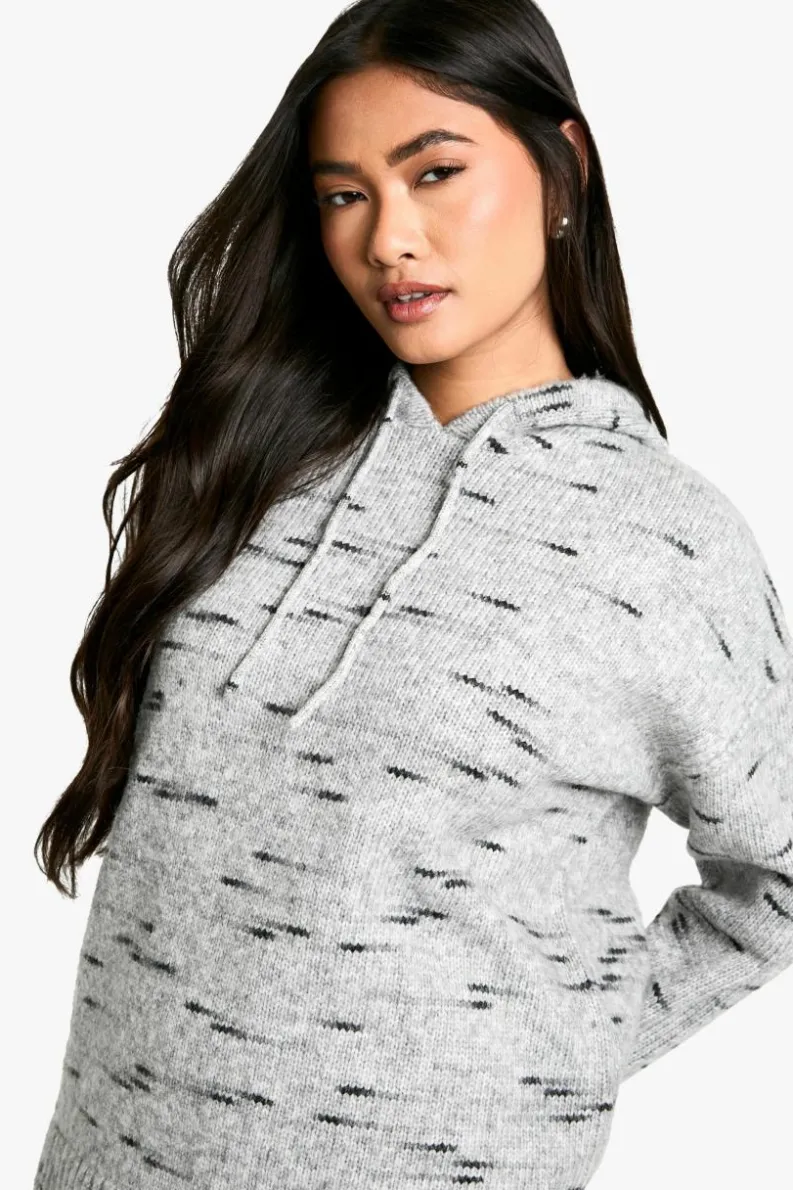 Oversized Jumpers|Jumpers*boohoo Soft Knit Marl Oversized Knitted Hoody grey