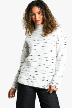 Oversized Jumpers|Jumpers*boohoo Soft Knit Marl Oversized High Neck Jumper ecru