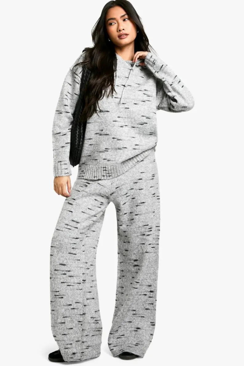 Up To 80% Off Winter Warmers|Bottoms*boohoo Soft Knit Marl Slouchy Wide Leg Knitted Trouser grey