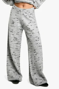 Up To 80% Off Winter Warmers|Bottoms*boohoo Soft Knit Marl Slouchy Wide Leg Knitted Trouser grey