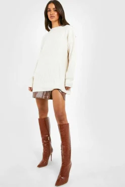 Oversized Jumpers*boohoo Soft Knit Oversized Crew Neck Jumper stone