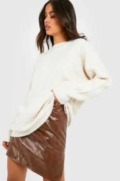 Oversized Jumpers*boohoo Soft Knit Oversized Crew Neck Jumper stone