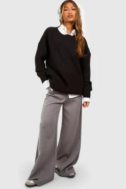 Oversized Jumpers|Jumpers*boohoo Soft Knit Oversized Crew Neck Jumper black