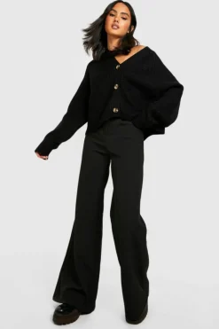 Cardigans*boohoo Soft Knit Oversized Cropped Cardigan black