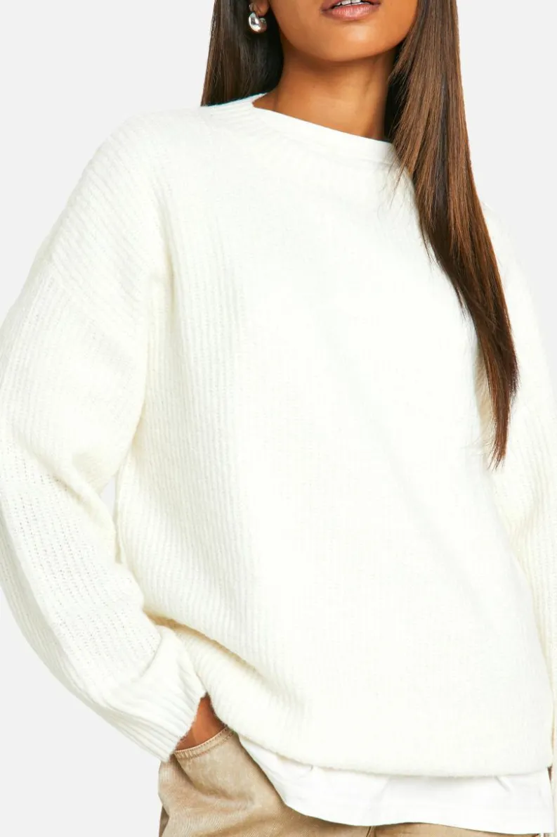 Oversized Jumpers*boohoo Soft Knit Oversized Jumper ecru