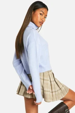 Jumpers|Jumpers & Cardigans*boohoo Soft Knit Roll Neck Crop Jumper baby blue