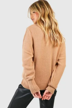Oversized Jumpers*boohoo Soft Knit Roll Neck Jumper camel