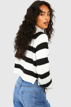 Jumpers|Jumpers & Cardigans*boohoo Soft Knit Stripe Crop Jumper white