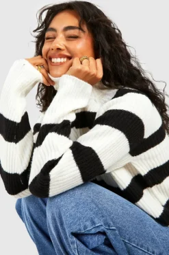 Jumpers|Jumpers & Cardigans*boohoo Soft Knit Stripe Crop Jumper white