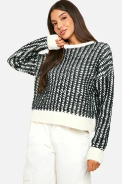 Jumpers*boohoo Soft Knit Stripe Detail Knitted Jumper ecru