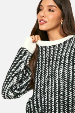 Jumpers*boohoo Soft Knit Stripe Detail Knitted Jumper ecru