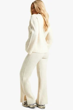 Knitted Co-Ords|Co-Ord Sets*boohoo Soft Knit Thick Rib Crew Neck Oversized Jumper And Knitted Trouser Set ecru