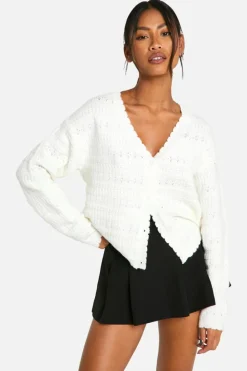 Cardigans|Knitwear*boohoo Soft Knitted Pointelle Cardigan cream