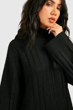 Jumper Dresses|Jumper Dresses*boohoo Soft Mixed Rib Knit Oversized Jumper Dress black