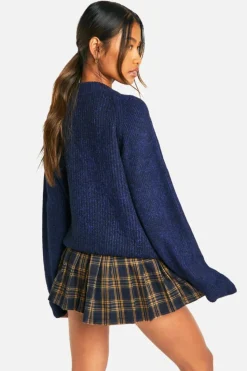 Cardigans|Jumpers & Cardigans*boohoo Soft Rib Knit Bomber Cardigan navy