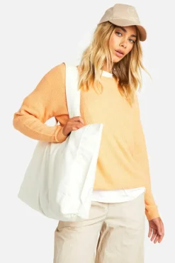 Jumpers*boohoo Soft Rib Knit Crew Neck Jumper orange