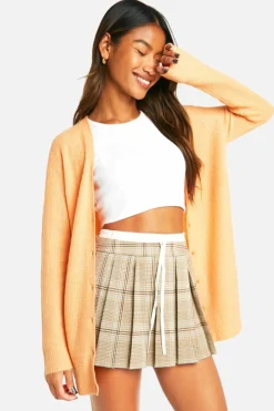 Cardigans*boohoo Soft Rib Knit Slouchy Boyfriend Cardigan orange